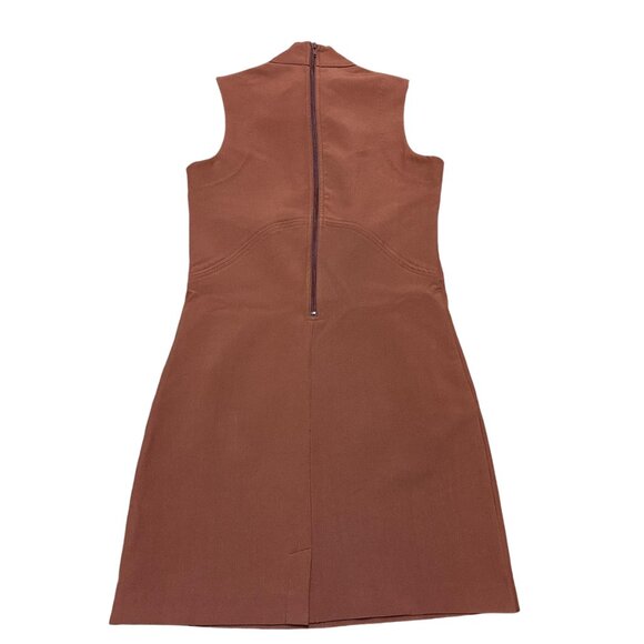 Simply Noelle - Women's Rust Orange High Neckline Sleeveless Dress - Size XS - Picture 5 of 7